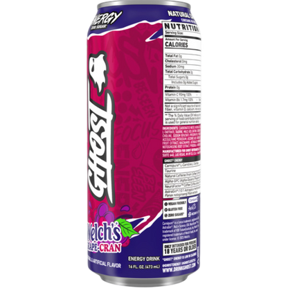 GHOST ENERGY Welch's Grape Cran Zero Sugar Energy Drink, 16 fl oz