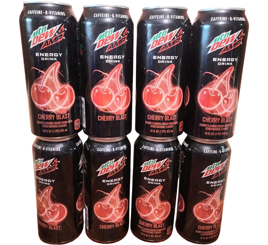[Bulk] Mountain Dew Amp Energy Cherry Blast 16 oz Unopened (8 Cans)