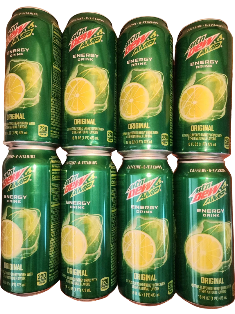 [Bulk] Mountain Dew Amp Energy Original Citrus 16 oz (8 Cans)