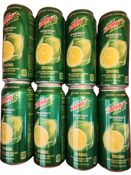 [Bulk] Mountain Dew Amp Energy Original Citrus 16 oz (8 Cans)