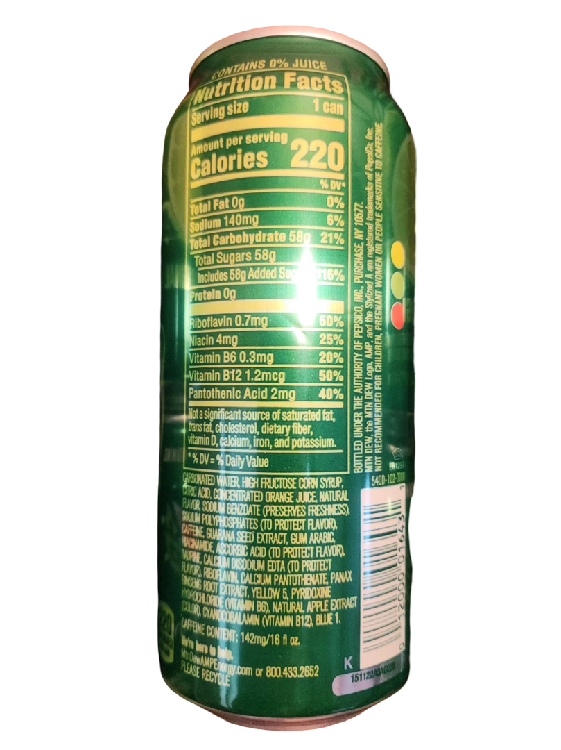 [Bulk] Mountain Dew Amp Energy Original Citrus 16 oz (8 Cans)