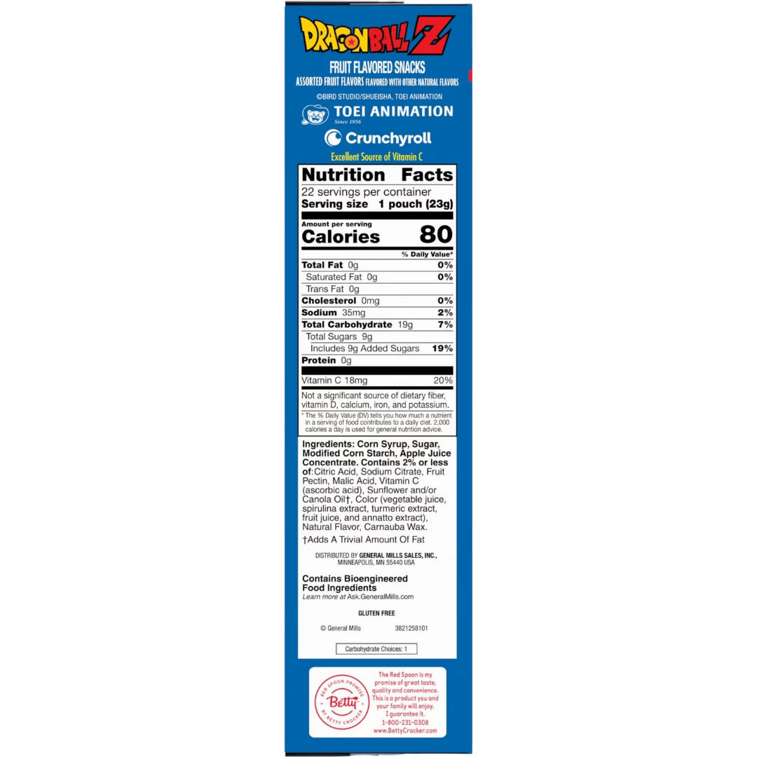 Dragon Ball Z Fruit Flavored Snacks, Gluten Free, 17.6 oz