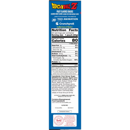 Dragon Ball Z Fruit Flavored Snacks, Gluten Free, 17.6 oz